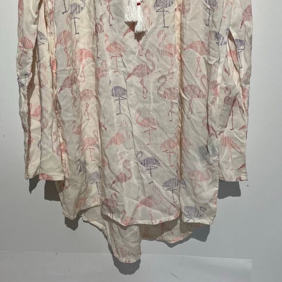 Max Jeans Multicolor Tassel Tie Neck Cold Shoulder Long Sleeve Blouse Small NWT - Picture 2 of 11